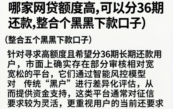 哪家网贷额度高,可以分36期还款，整合五个黑户下款口子
