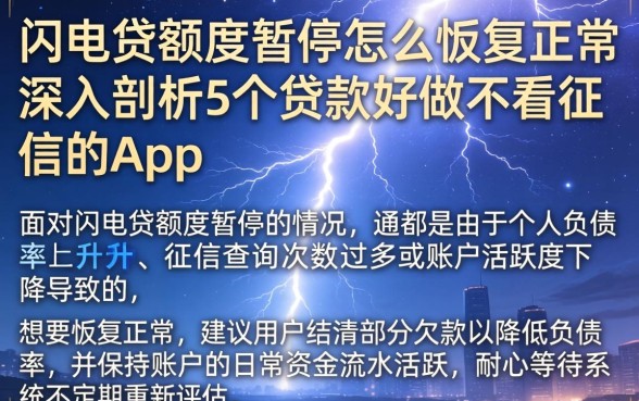 闪电贷额度暂停怎么恢复正常，深入剖析5个贷款好做不看征信的app