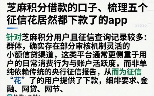 芝麻积分借款的口子,梳理五个征信花居然都下款了的app