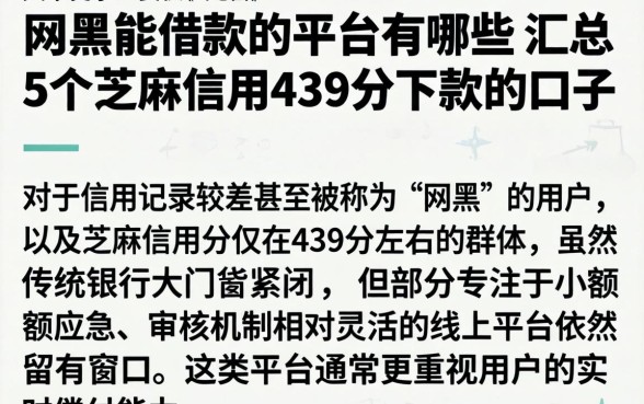网黑能借款的平台有哪些，汇总5个芝麻信用439分下款的口子