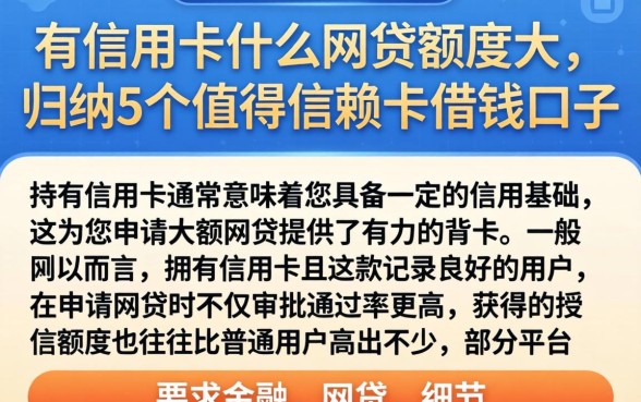 有信用卡什么网贷额度大，归纳5个值得信赖的借钱口子