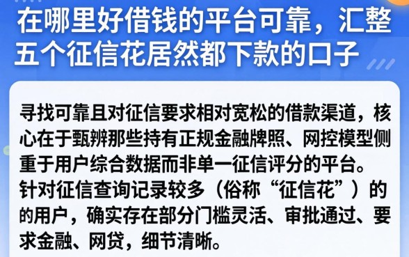 在哪里好借钱的平台可靠，汇整五个征信花居然都下款的口子