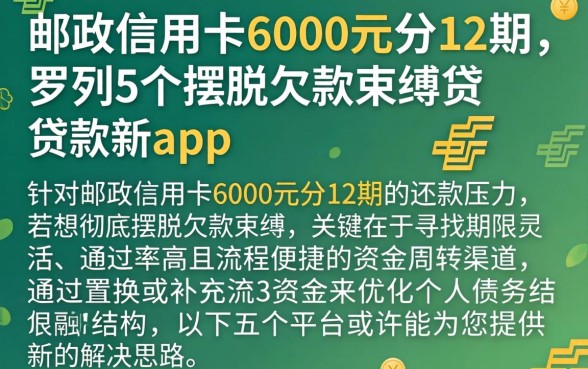 邮政信用卡6000元分12期，罗列5个摆脱欠款束缚贷款新app