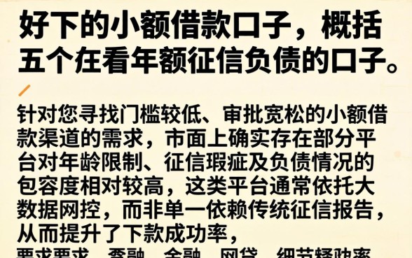 好下的小额借款口子，概括五个不看年龄征信负债的口子