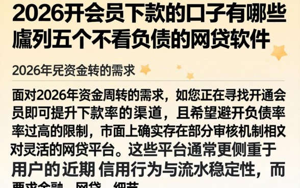 2026开会员下款的口子有哪些，胪列五个不看负债的网贷软件