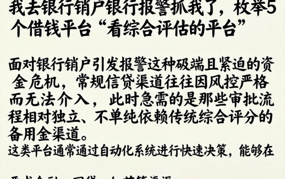 我去银行销户银行报警抓我了,枚举5个借钱平台不看综合评估的平台
