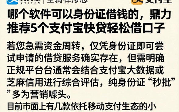 哪个软件可以身份证借钱的，鼎力推荐5个支付宝快贷轻松借口子