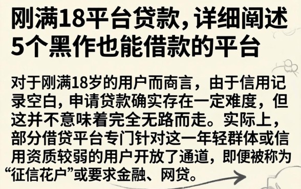 刚满18 平台贷款，详细阐述5个黑户也能借款的平台