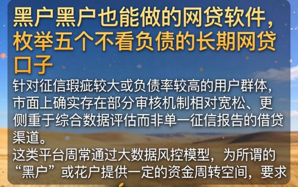 黑户黑户也能做的网贷软件，枚举五个不看负债的长期网贷口子
