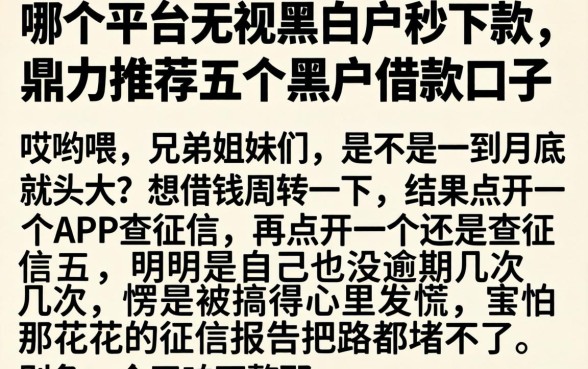 哪个平台无视黑白户秒下款，鼎力推荐五个黑户借款口子