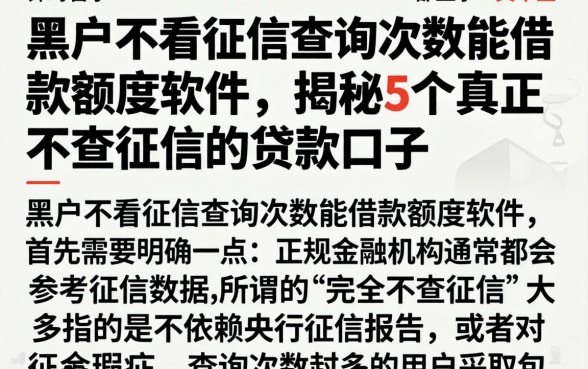 黑户不看征信查询次数能借款额度软件,揭秘5个真正不查征信的贷款口子