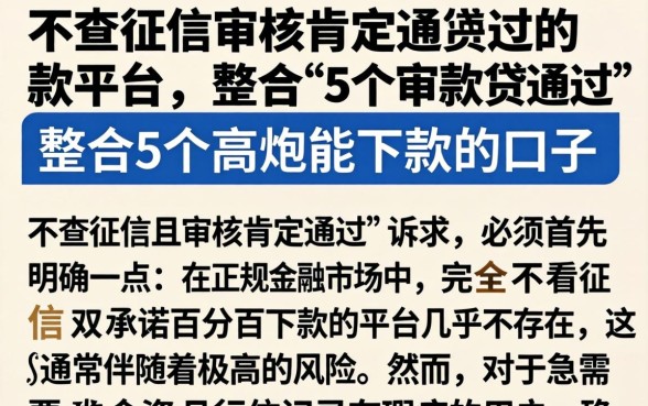 不查征信审核肯定通过的贷款平台,整合5个高炮能下款的口子
