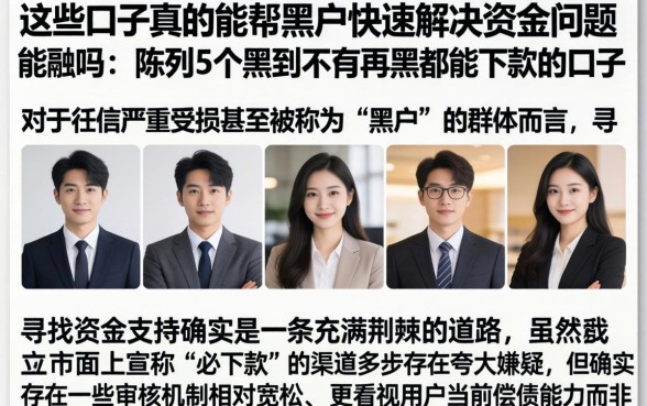 这些口子真的能帮黑户快速解决资金问题吗，陈列5个黑到不能再黑都能下款的口子