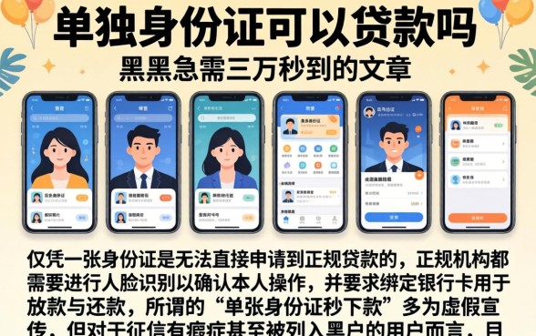 单独身份证可以贷款吗，陈列五个黑户急需三万秒到的的app