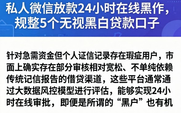 私人微信放款24小时在线黑户,规整5个无视黑白贷款口子