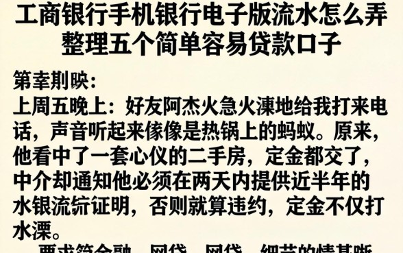 工商银行手机银行电子版流水怎么弄，整理五个简单容易贷款口子