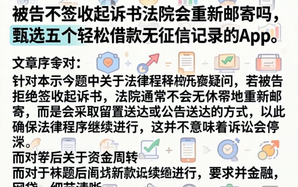 被告不签收起诉书法院会重新邮寄吗，甄选五个轻松借款无征信记录的app
