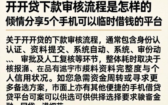 开开贷下款审核流程是怎样的，倾情分享5个手机可以临时借钱的平台