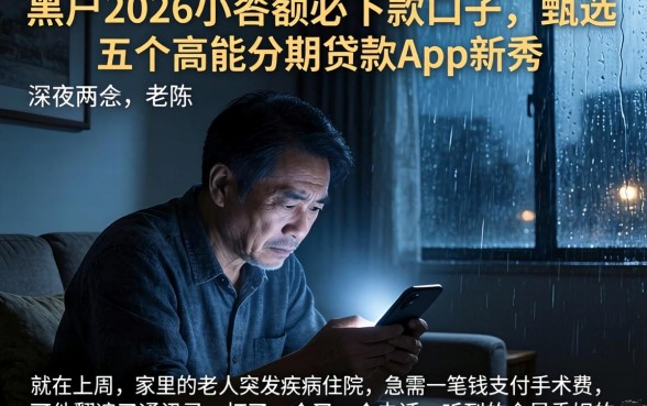 黑户2026小额度必下款口子，甄选五个高能分期贷款app新秀