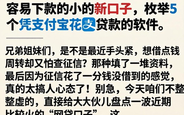 容易下款的小贷新口子，枚举5个凭支付宝花呗贷款的软件