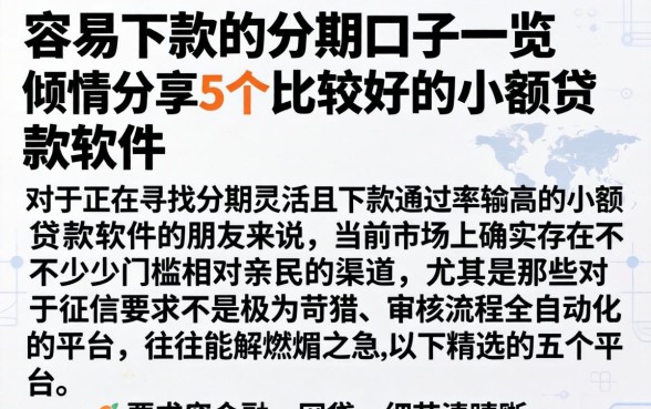 容易下款的分期口子一览,倾情分享5个比较好的小额贷款软件
