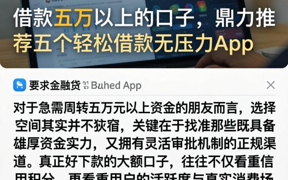 借款五万以上的口子,鼎力推荐五个轻松借款无压力app