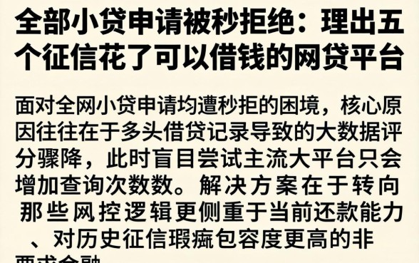 全部小贷申请被秒拒绝,理出五个征信花了可以借钱的网贷平台