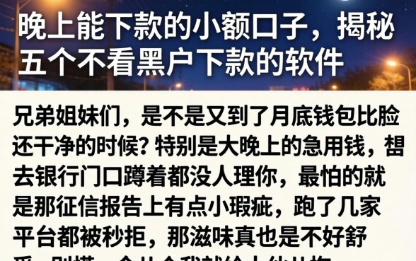 晚上能下款的小额口子,揭秘五个不看黑户下款的软件