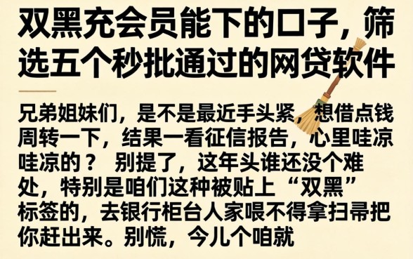 双黑充会员能下的口子,筛选五个秒批通过的网贷软件