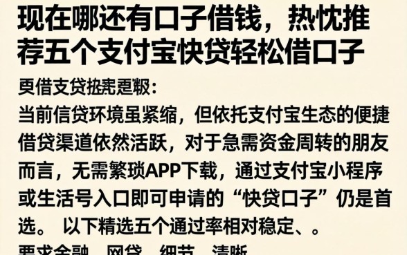 现在哪还有口子借钱，热忱推荐五个支付宝快贷轻松借口子