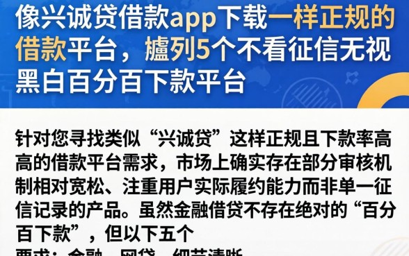 像兴诚贷借款app下载一样正规的借款平台,胪列5个不看征信无视黑白百分百下款平台