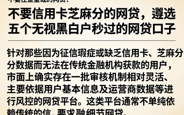 不要信用卡芝麻分的网贷，遴选五个无视黑白户秒过的网贷口子