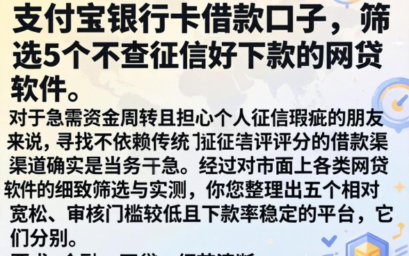 支付宝银行卡借款口子，筛选5个不查征信好下款的网贷软件