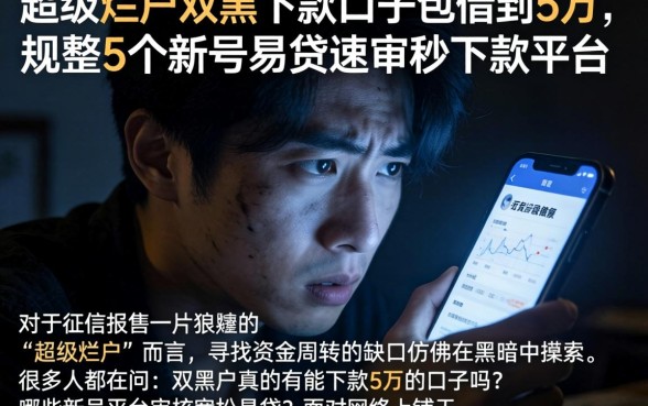 超级烂户双黑下款口子包借到5万，规整5个新号易贷速审秒下款平台