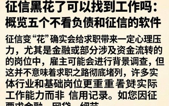 征信黑花了可以找到工作吗,概览五个不看负债和征信的软件