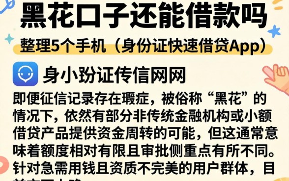 黑花口子还能借款吗,整理5个手机和身份证快速借钱app