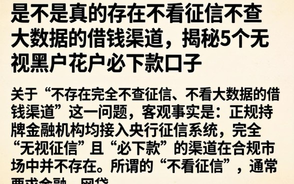 是不是真的存在不看征信不查大数据的借钱渠道，揭秘5个无视黑户花户必下款口子