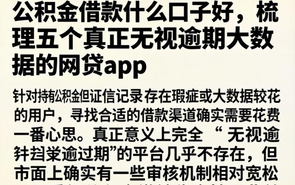 公积金借款什么口子好,梳理五个真正无视逾期大数据的网贷app