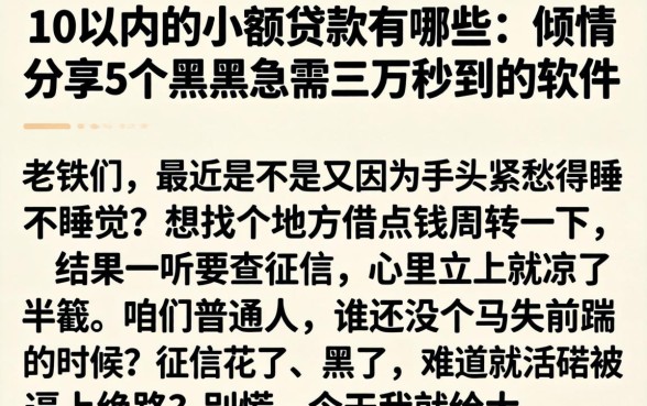 1万以内的小额贷款有哪些,倾情分享5个黑户急需三万秒到的的软件