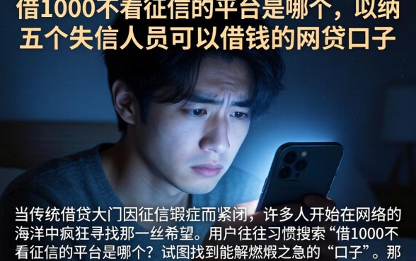 借1000不看征信的平台是哪个，归纳五个失信人员可以借钱的网贷口子