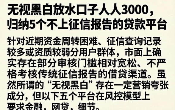 无视黑白放水口子人人3000,归纳5个不上征信报告的贷款平台