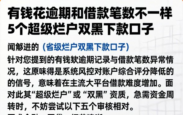 有钱花逾期和借款笔数不一样,详细阐述5个超级烂户双黑下款口子