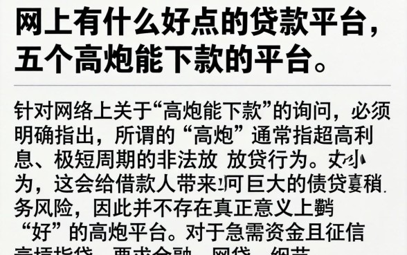 网上有什么好点的贷款平台，详尽说明五个高炮能下款的平台