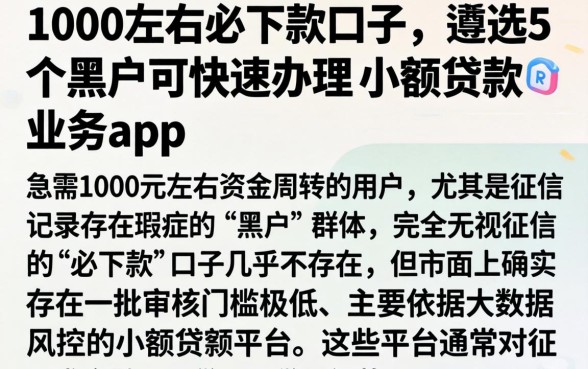 1000左右必下款的口子，遴选5个黑户可快速办理小额贷款业务的app