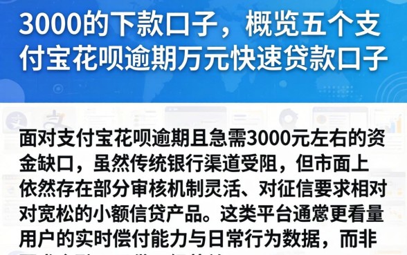 3000的下款口子，概览五个支付宝花呗逾期万元快速贷款口子