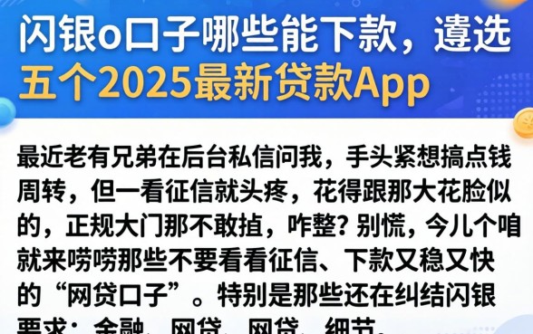 闪银的口子哪些能下款,遴选五个2025最新贷款app