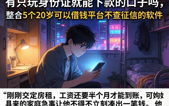 有只玩身份证就能下款的口子吗，整合5个20岁可以借钱平台不查征信的软件