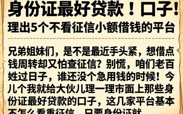 身份证最好贷款的口子,理出5个不看征信小额借钱的平台