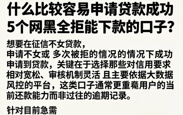什么比较容易申请贷款成功，详细阐述5个网黑全拒能下款的口子