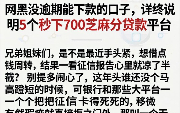 网黑没逾期能下款的口子，详尽说明5个秒下700芝麻分贷款平台